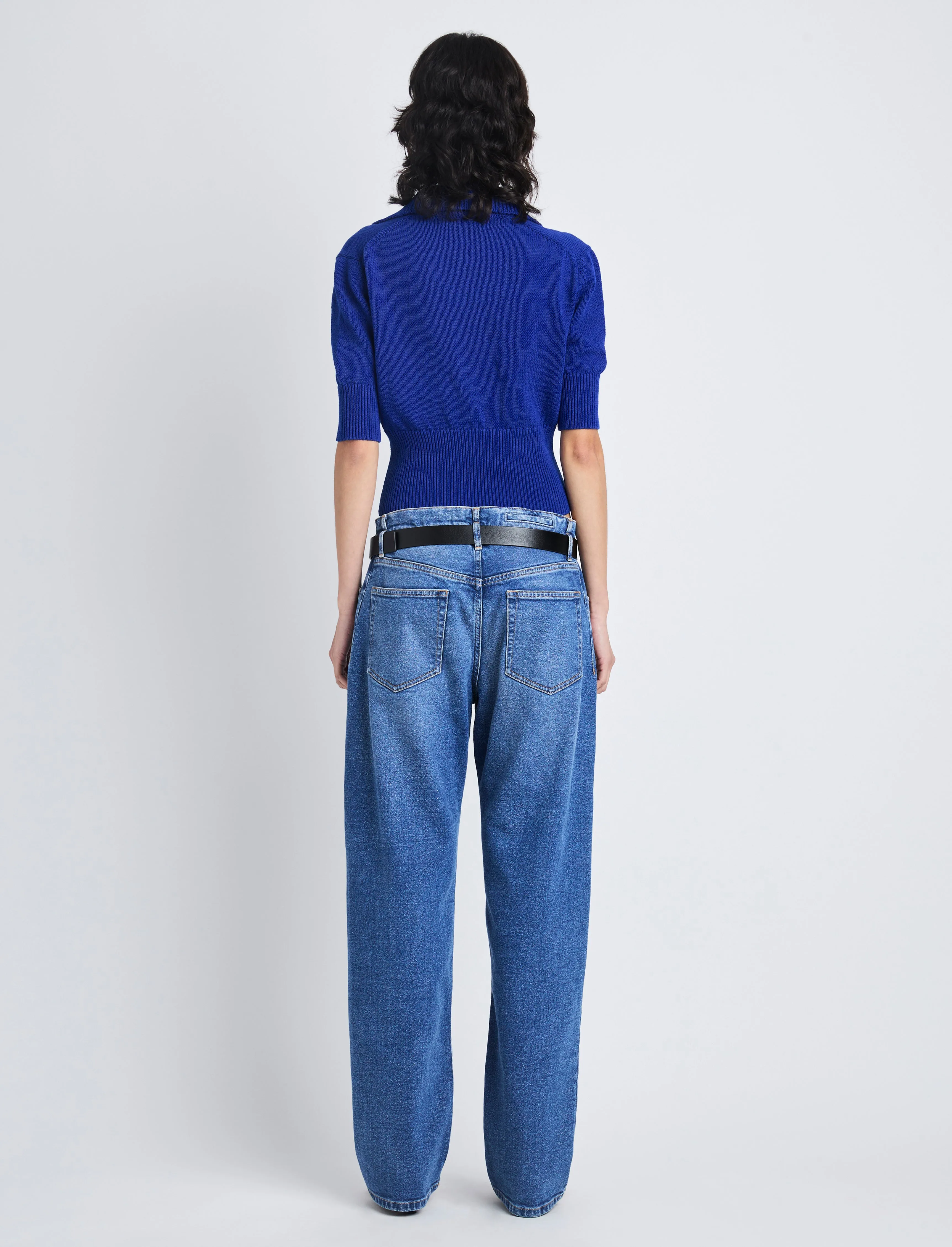 Proenza Schouler Reeve Polo in Cotton - Cobalt