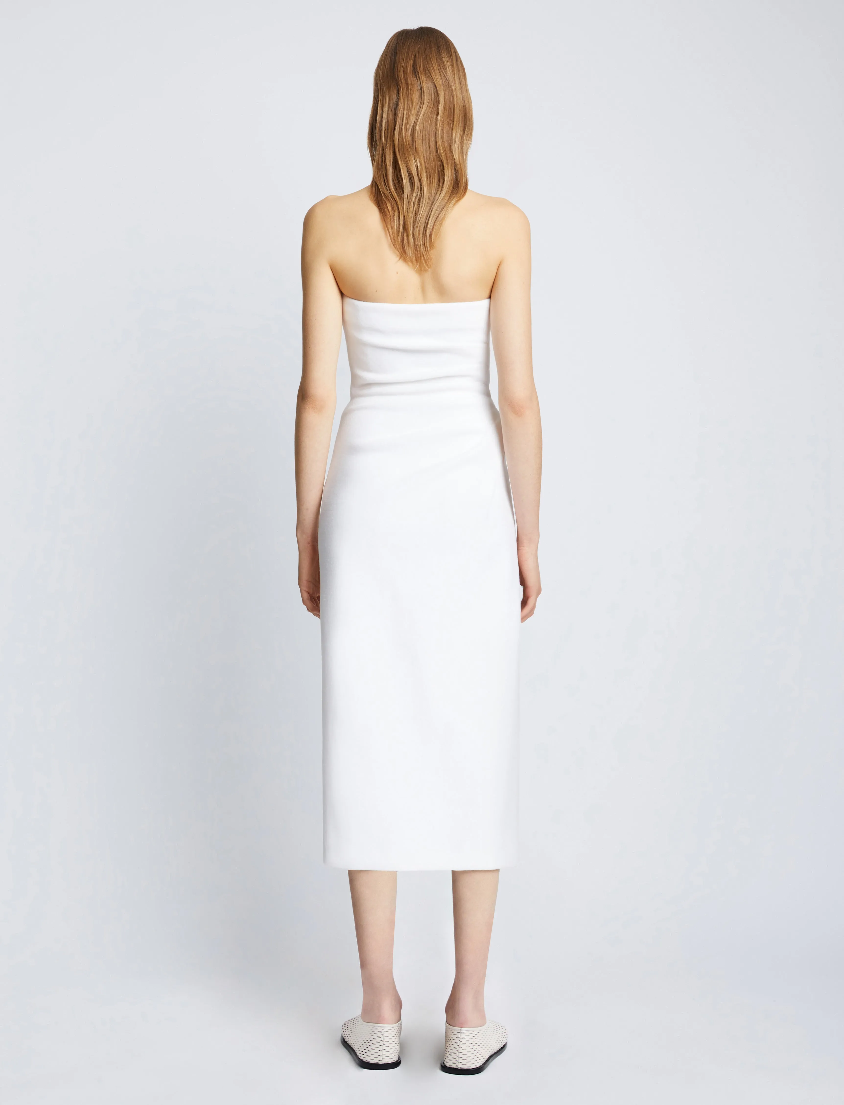 Proenza Schouler Shira Strapless Dress in Matte Viscose Crepe - White