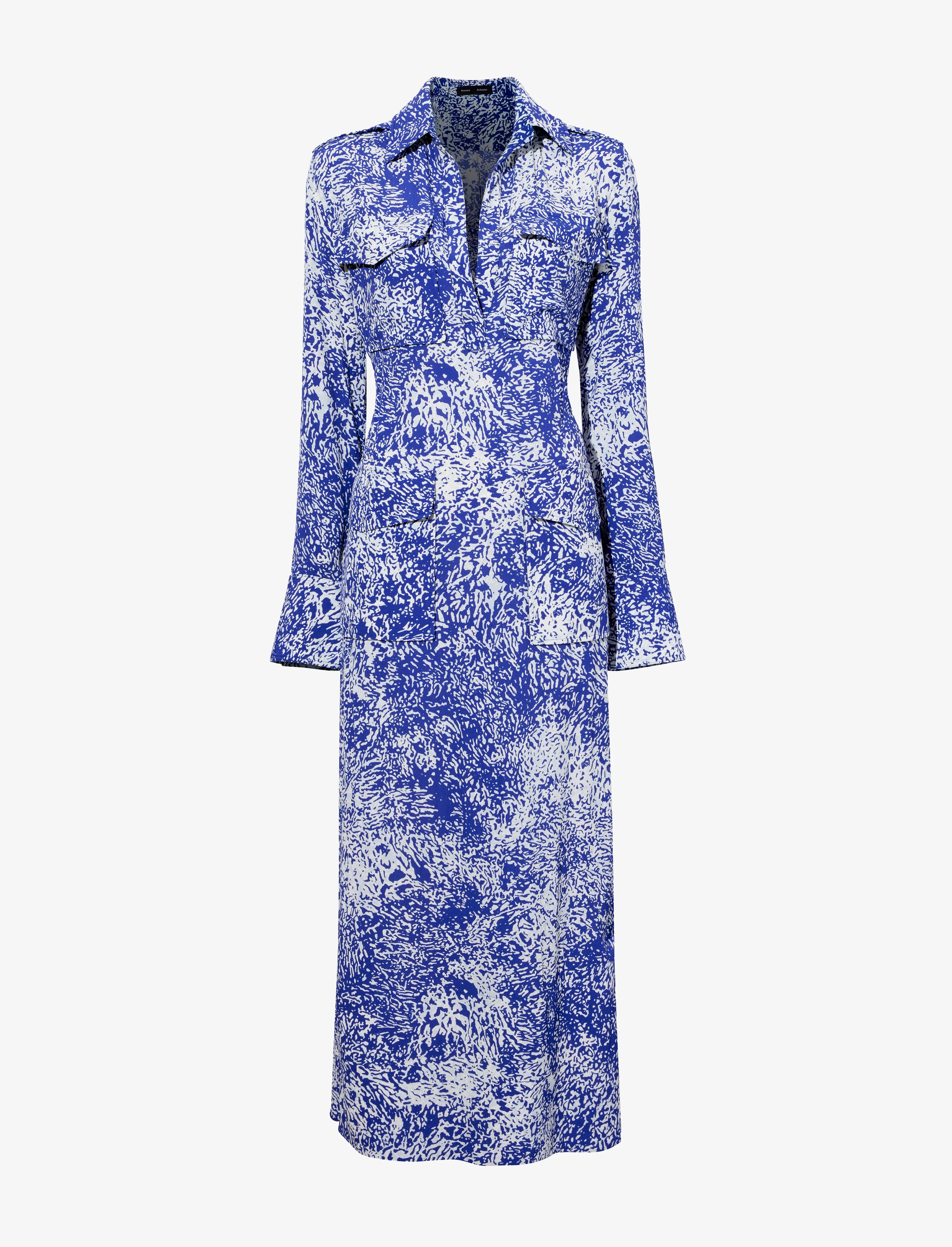 Proenza Schouler Vanessa Dress in Printed Viscose Crepe - Cobalt Multi