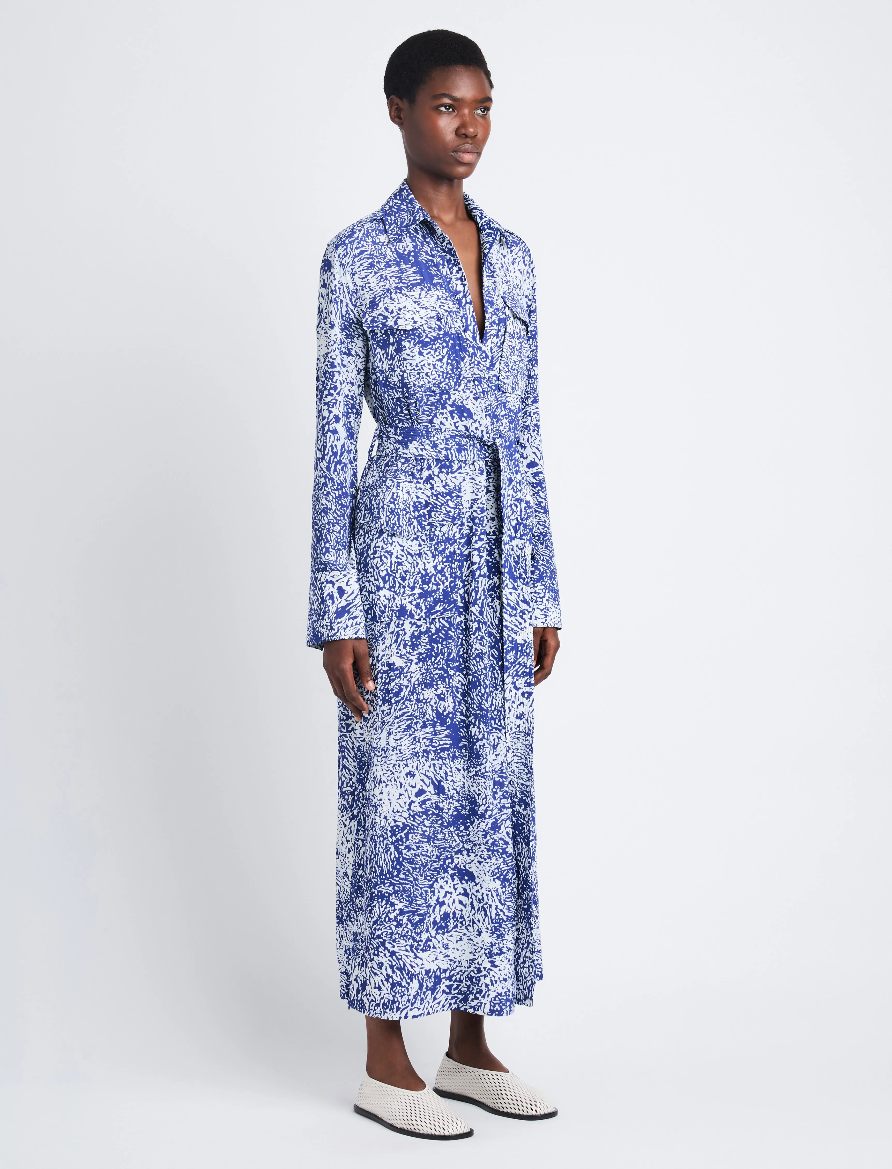 Proenza Schouler Vanessa Dress in Printed Viscose Crepe - Cobalt Multi