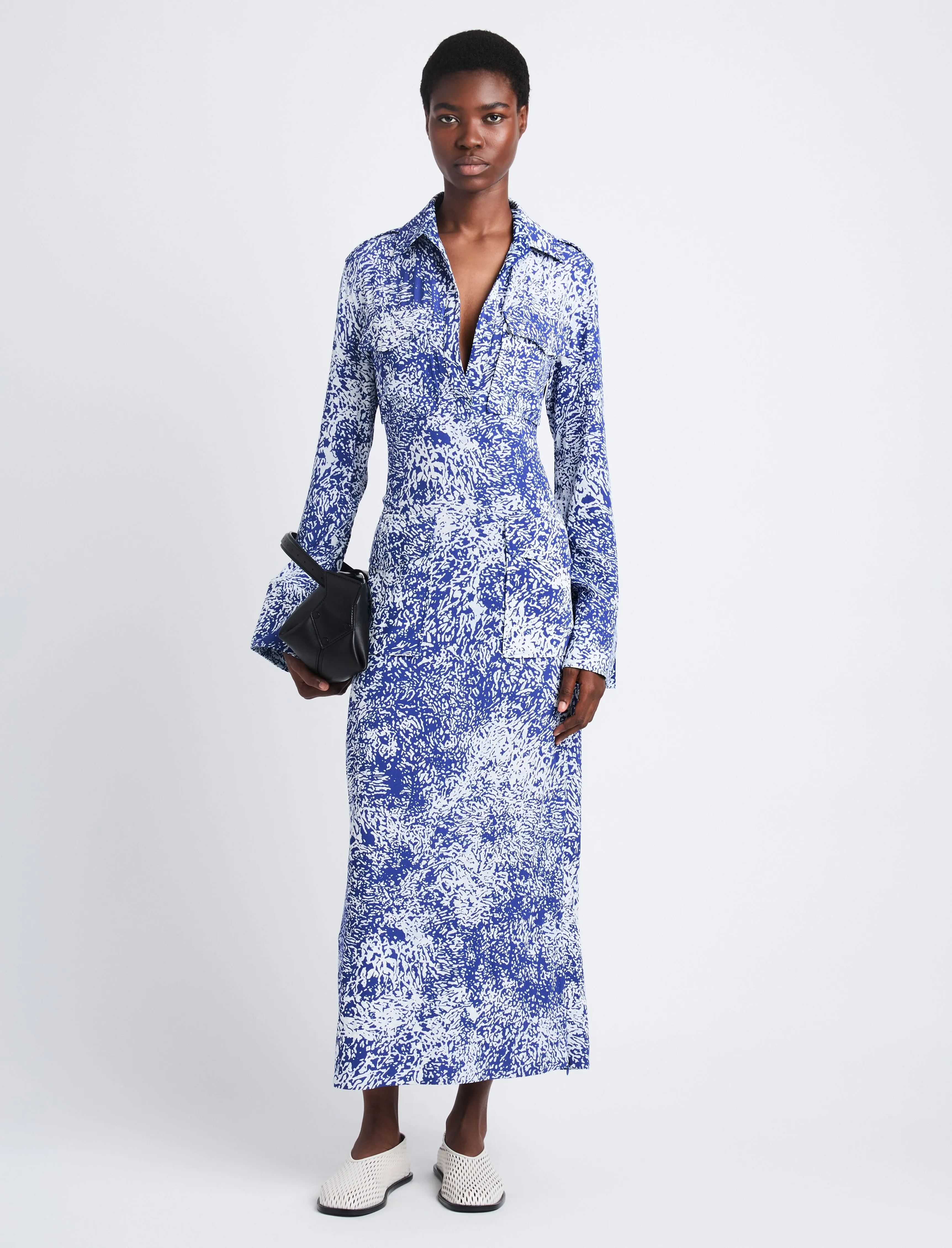 Proenza Schouler Vanessa Dress in Printed Viscose Crepe - Cobalt Multi