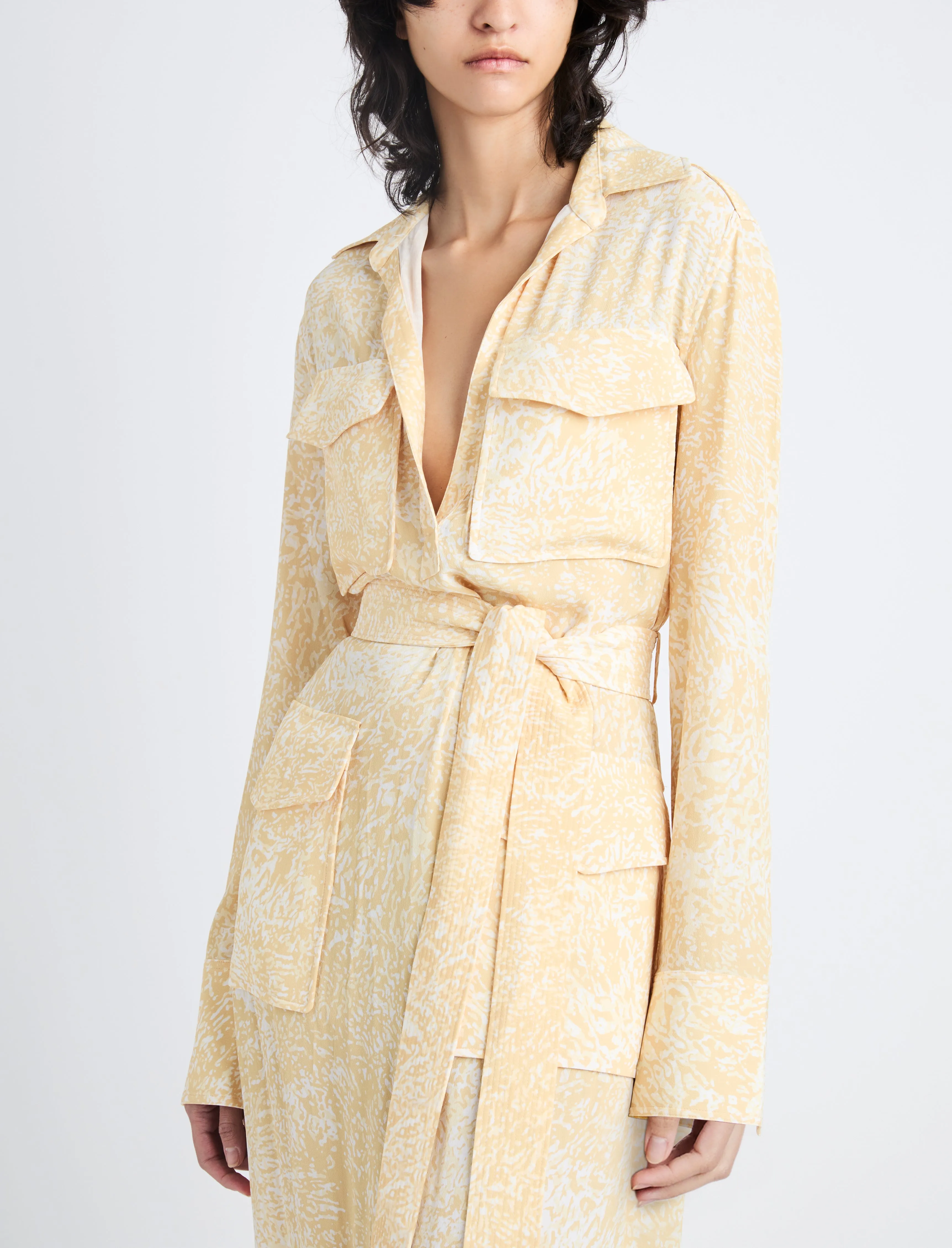 Proenza Schouler Vanessa Dress in Printed Viscose Crepe - Yellow Multi