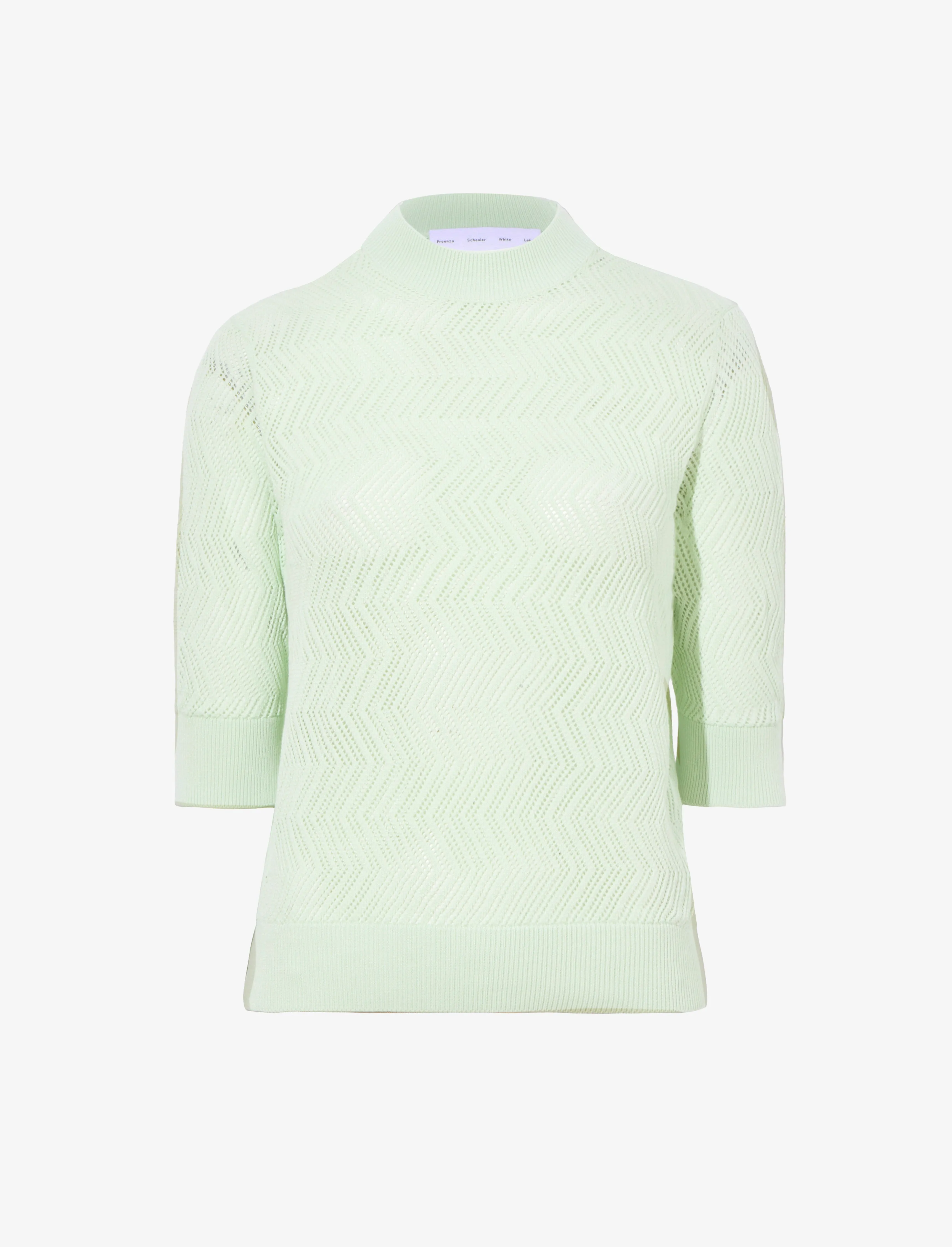 Proenza Schouler White Label Nicola Knit Sweater in Zig Zag Pointelle - Pistachio