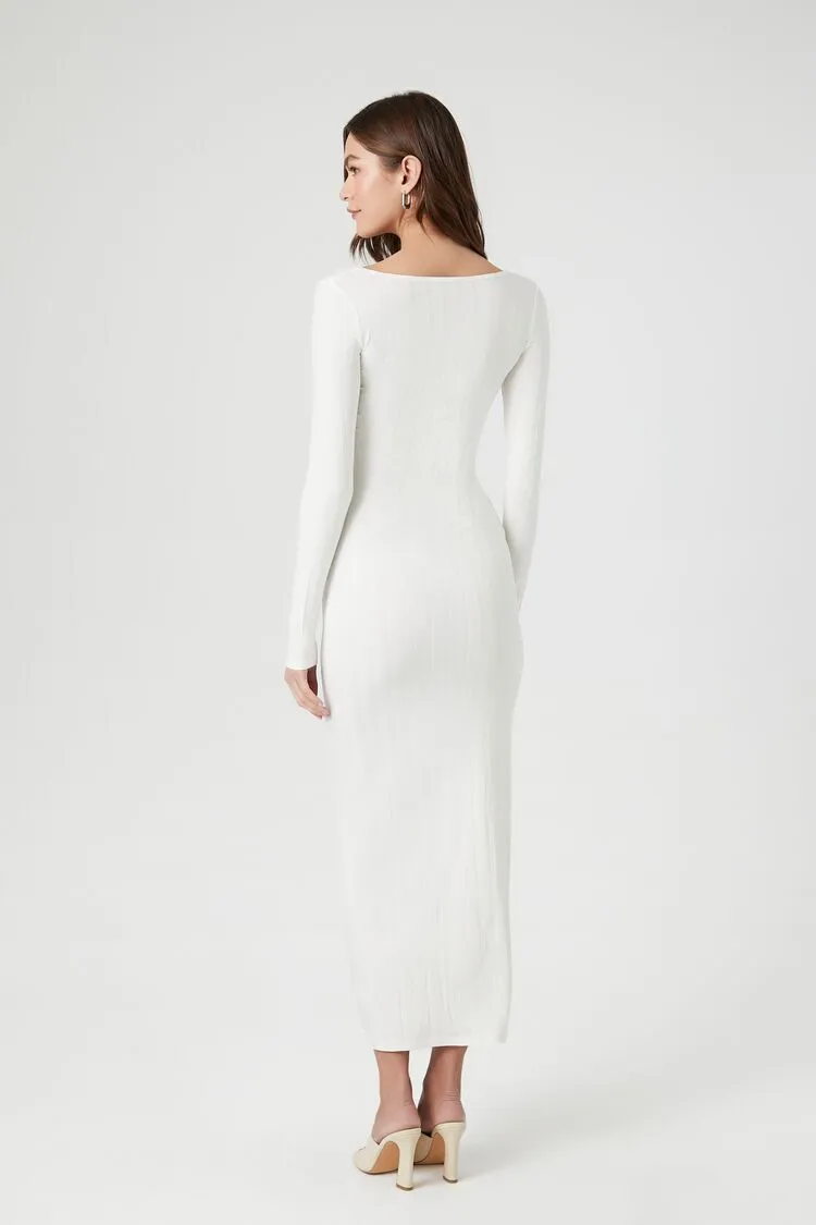 Ribbed Knit Square-Neck Maxi Dress