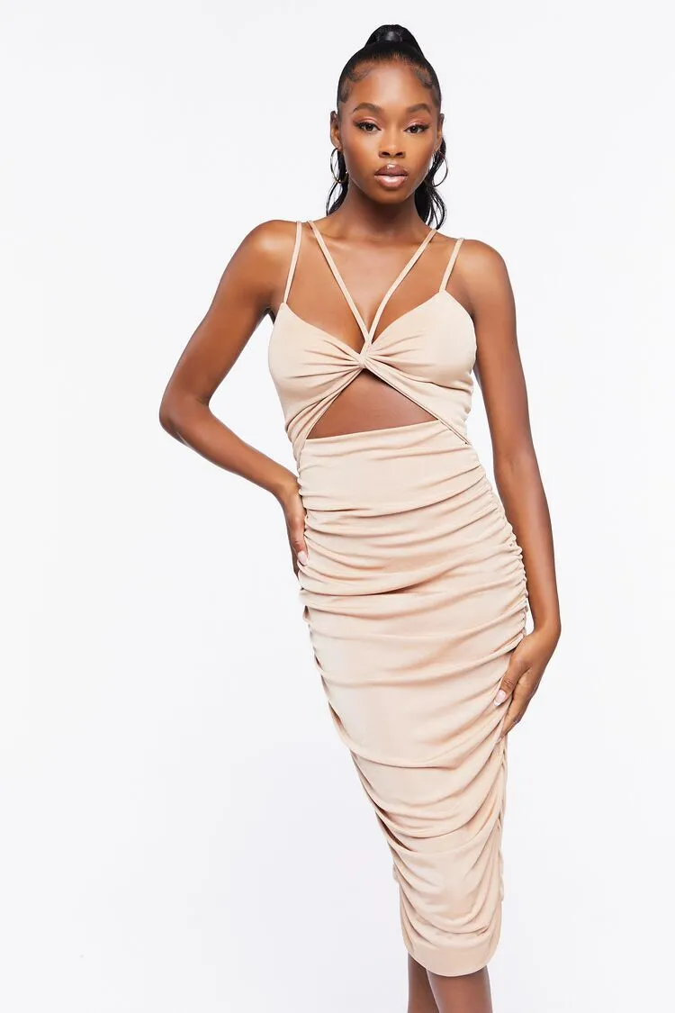 Ruched Cutout Midi Dress