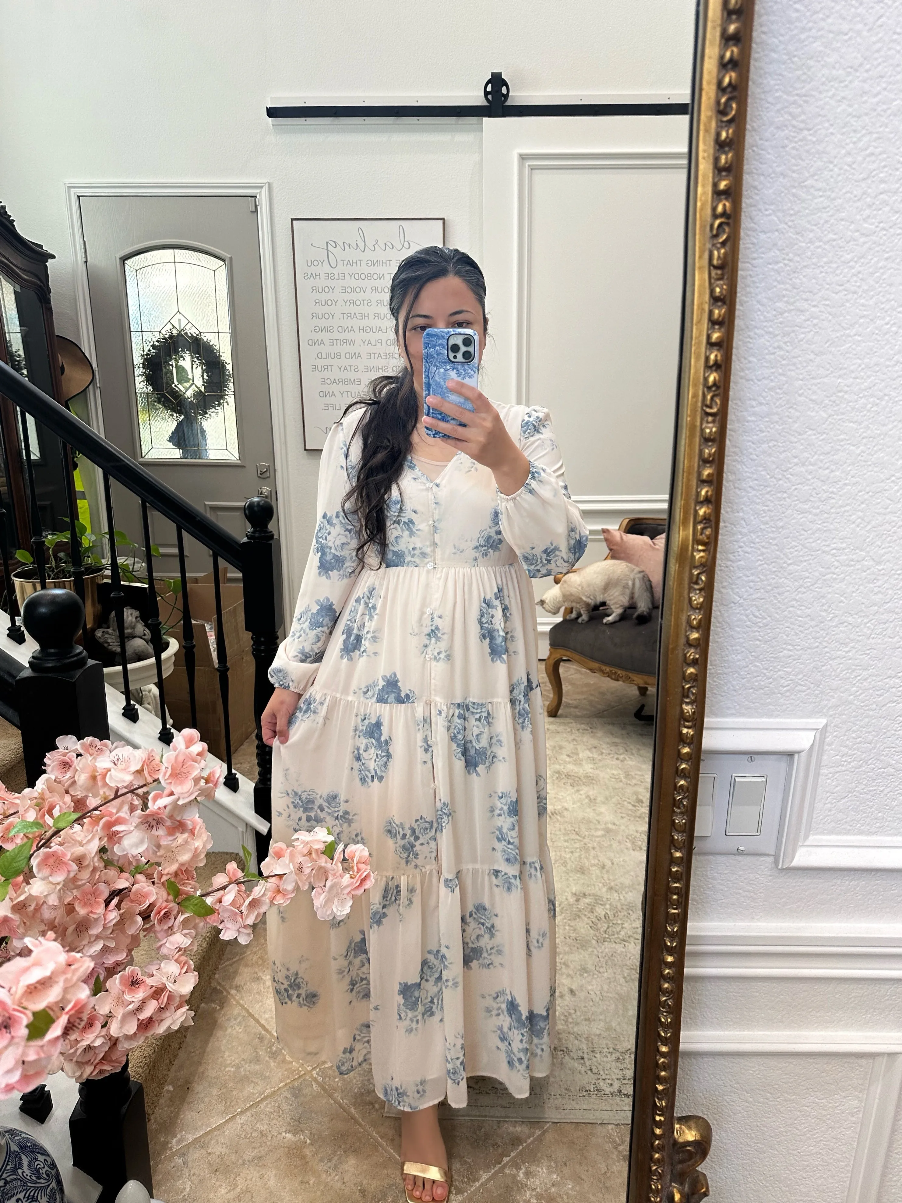 Sardinia Blue Floral Maxi Dress