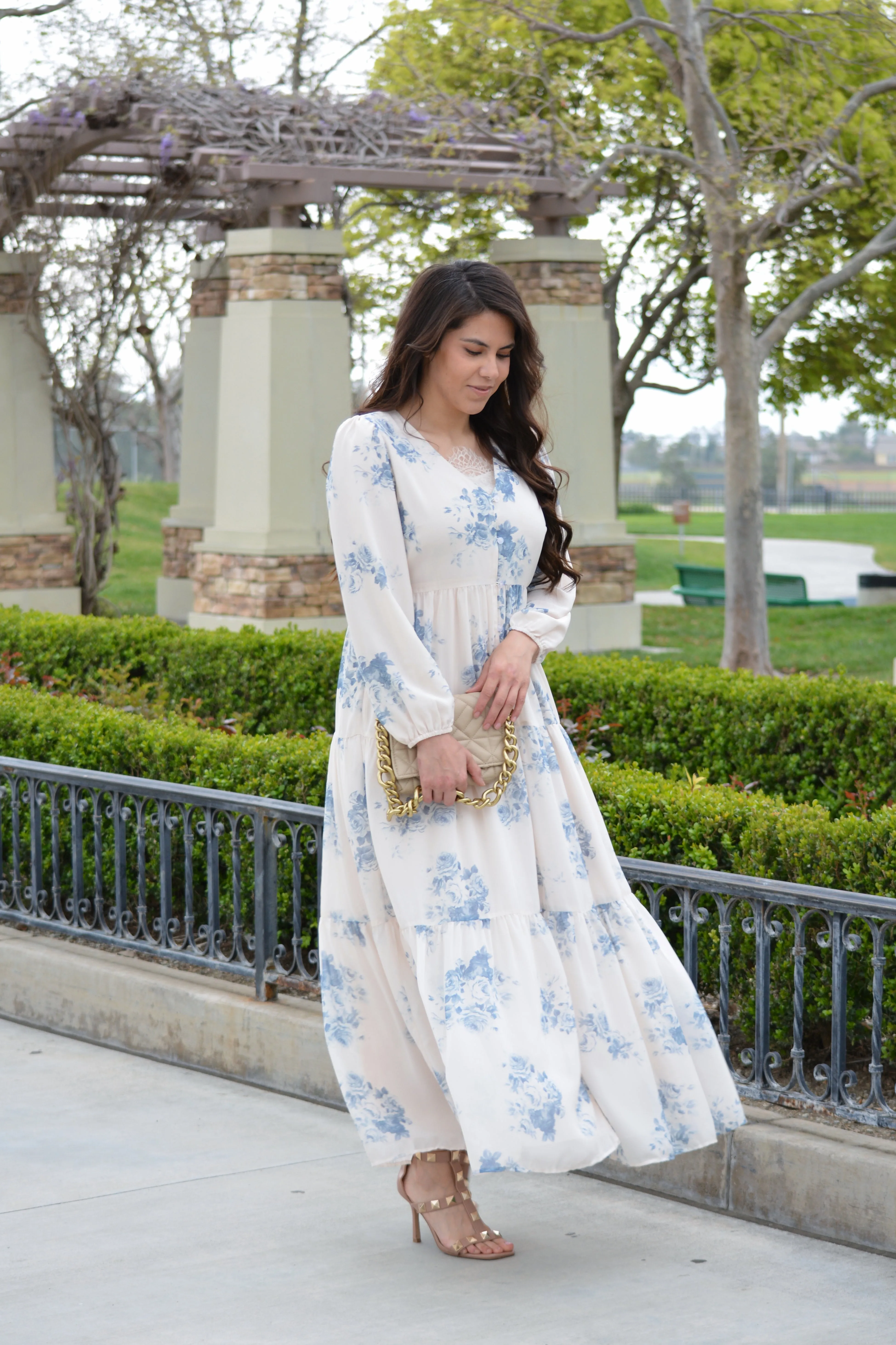 Sardinia Blue Floral Maxi Dress