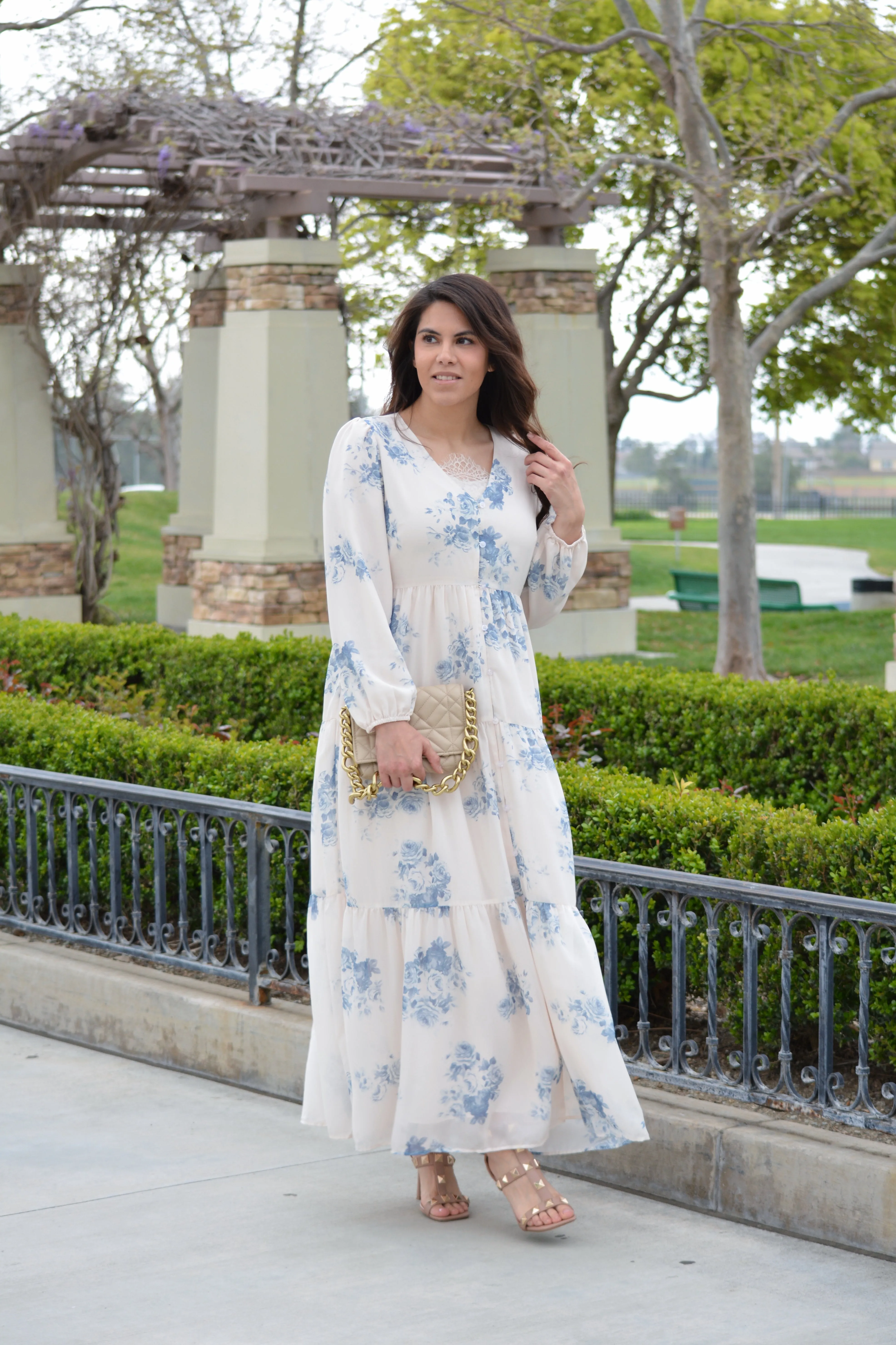 Sardinia Blue Floral Maxi Dress