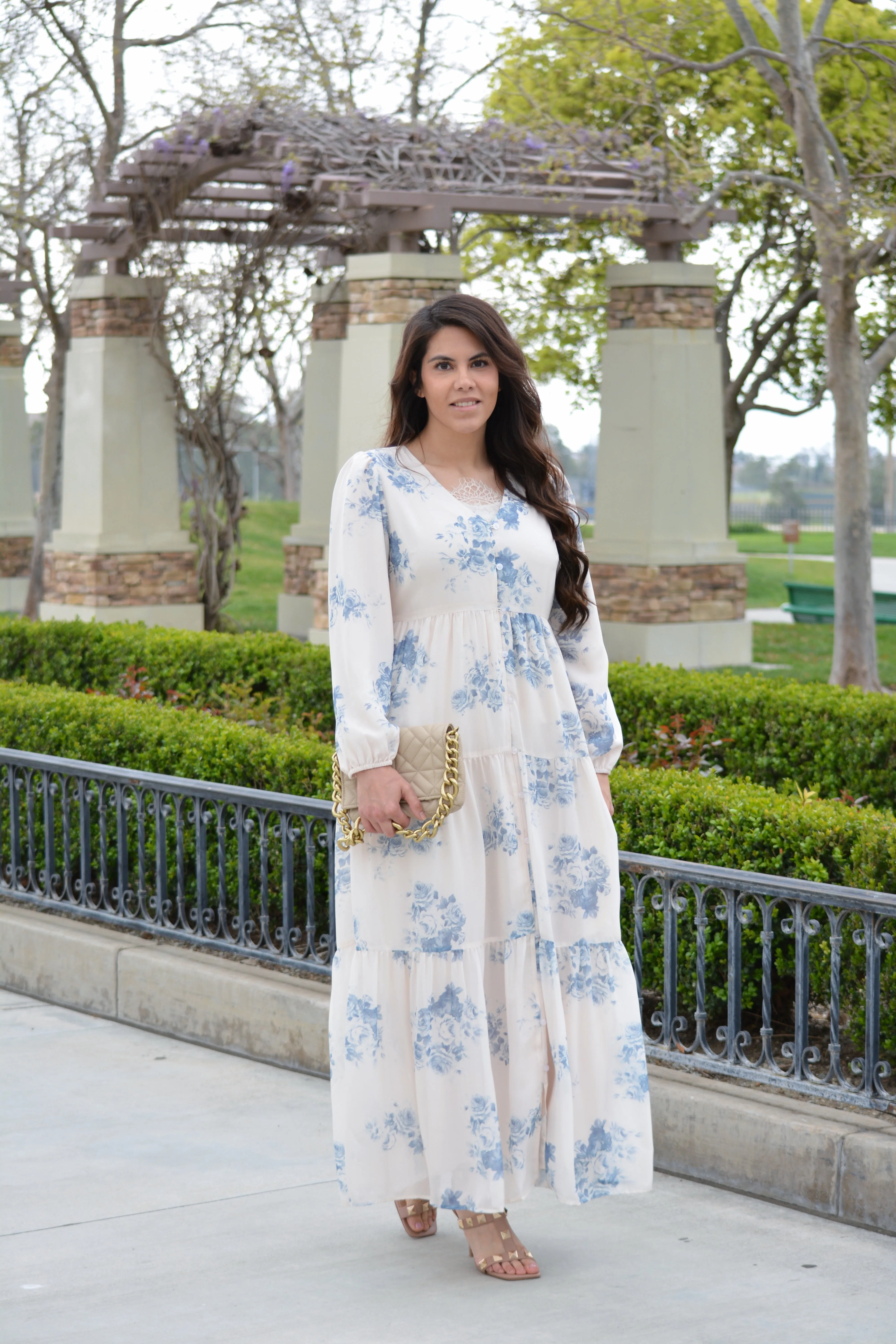 Sardinia Blue Floral Maxi Dress