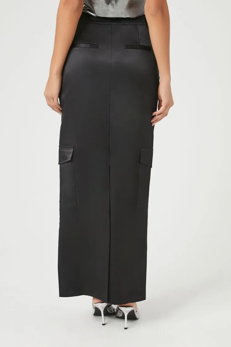 Satin Cargo Maxi Skirt