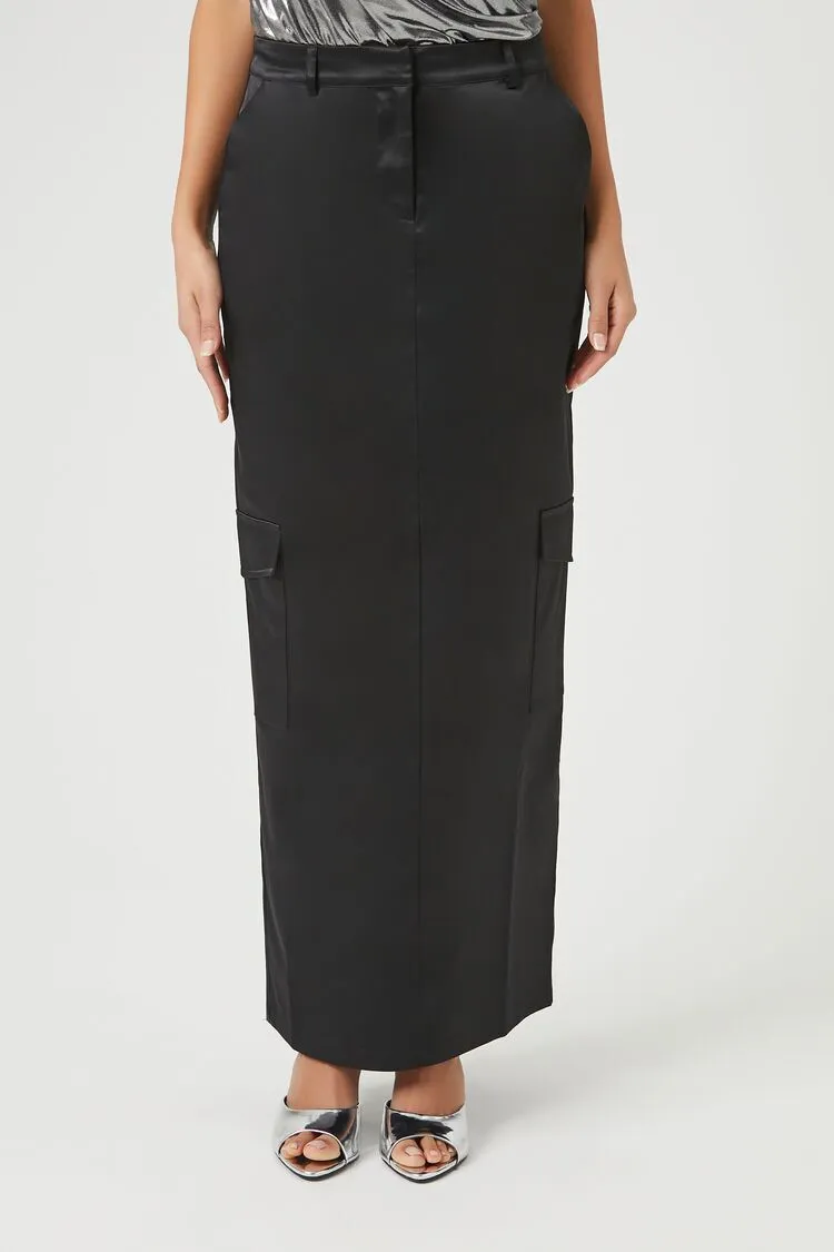 Satin Cargo Maxi Skirt