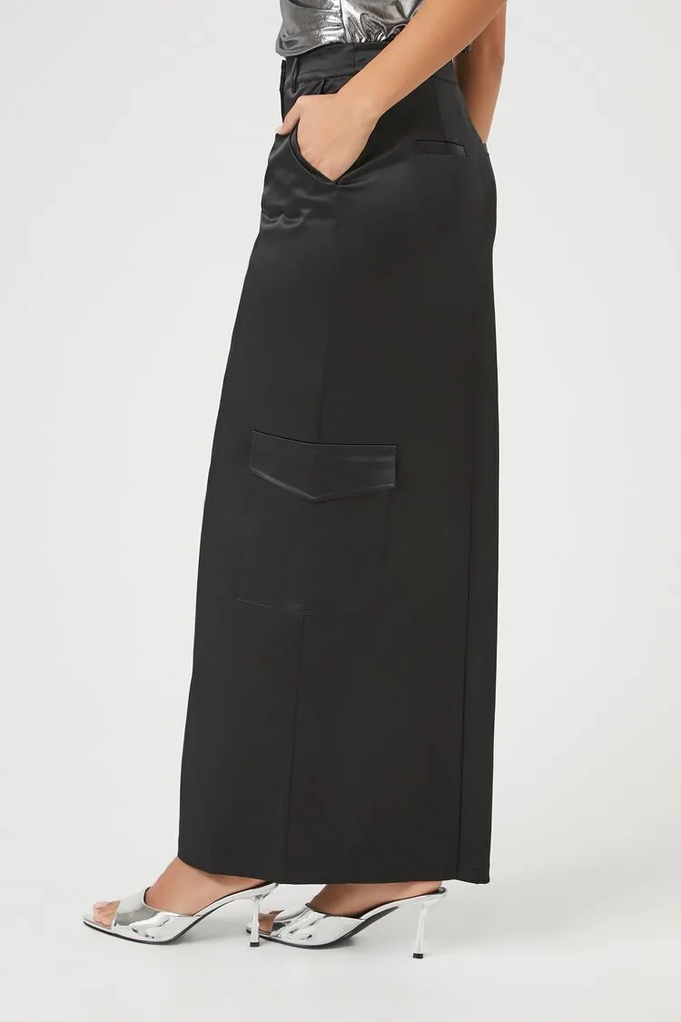 Satin Cargo Maxi Skirt