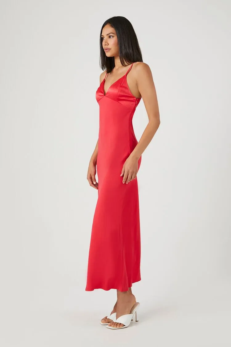 Satin Midi Slip Dress