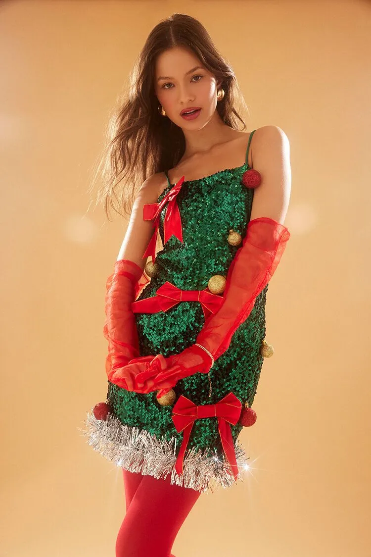 Sequin Christmas Tree Dress