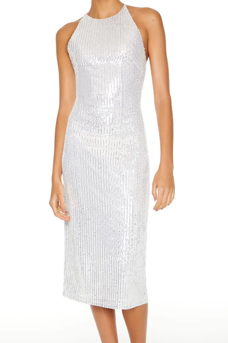 Sequin Crisscross Midi Dress