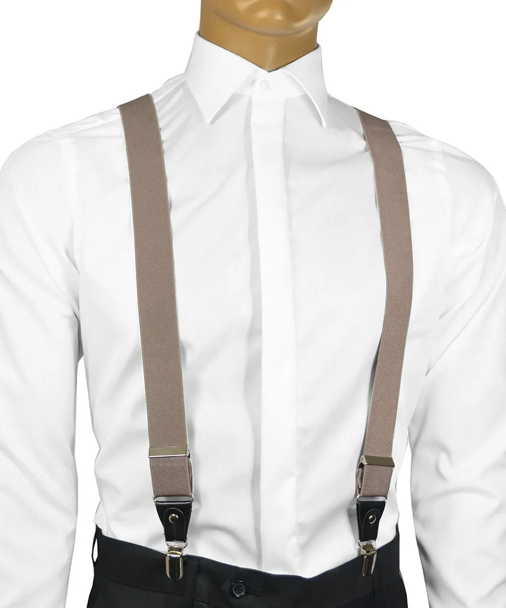 Solid Tan Men's Suspenders