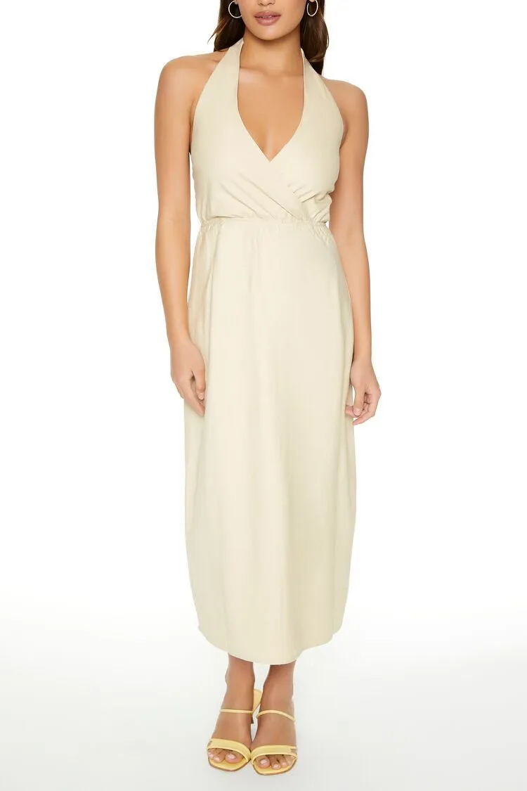 Surplice Halter Maxi Dress