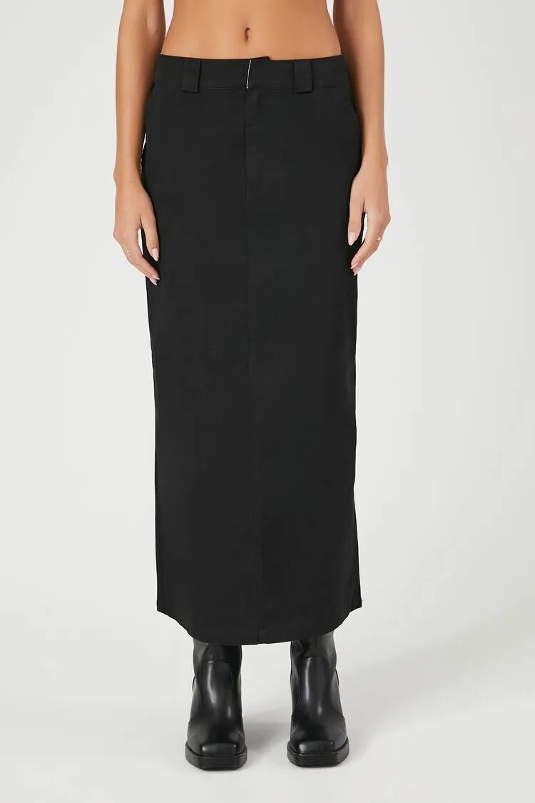 Twill Maxi Column Skirt