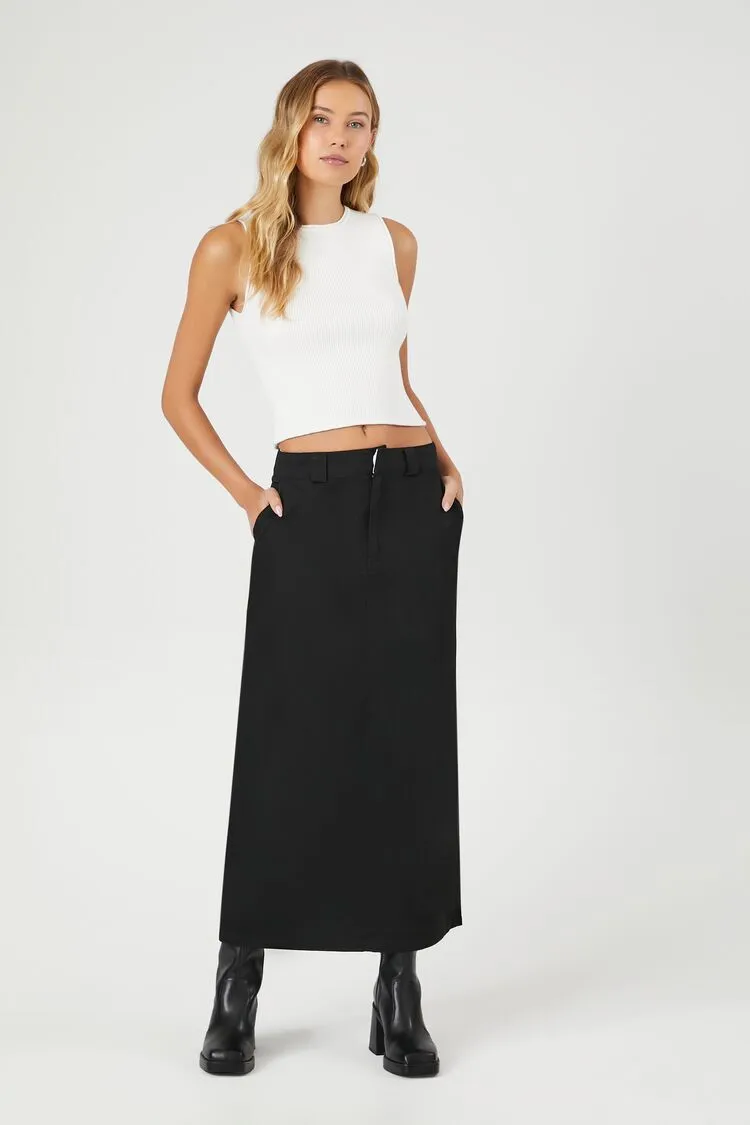 Twill Maxi Column Skirt