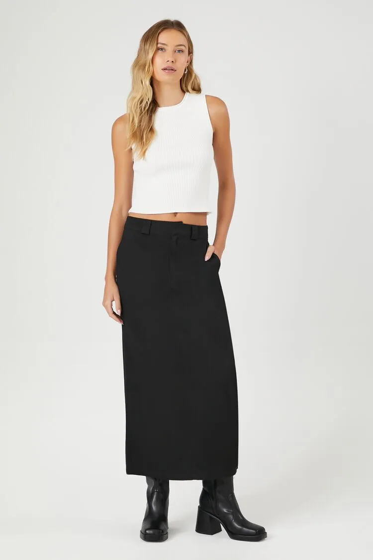 Twill Maxi Column Skirt