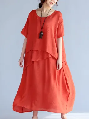 Women's Loose Elegance Solid Color Mid-Length A-Line Dress